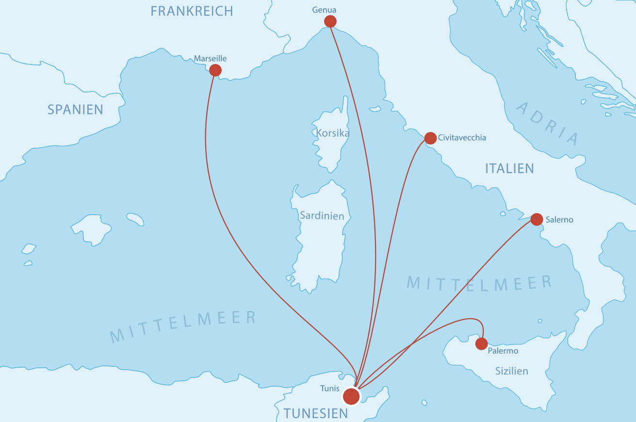 Karte Fähre Tunesien