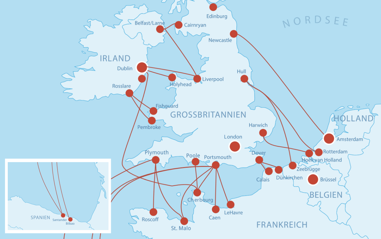 Fährverbindungen nach Grossbritannien Fährverbindungen nach Grossbritannien