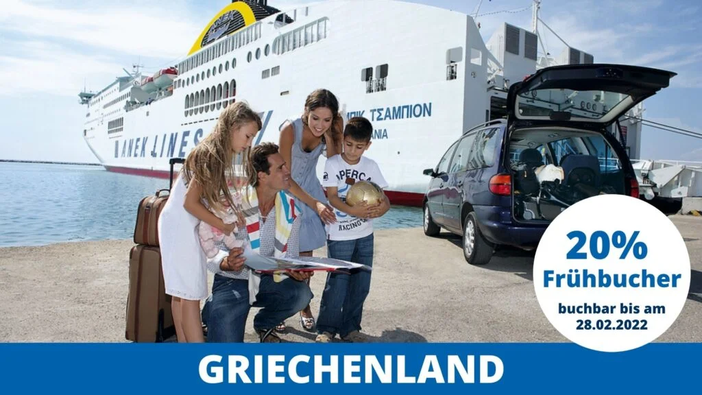 Prenotazione anticipata sconti_traghetti_Grecia Approfitta dello sconto del 20% per la prenotazione anticipata dei traghetti per la Grecia.