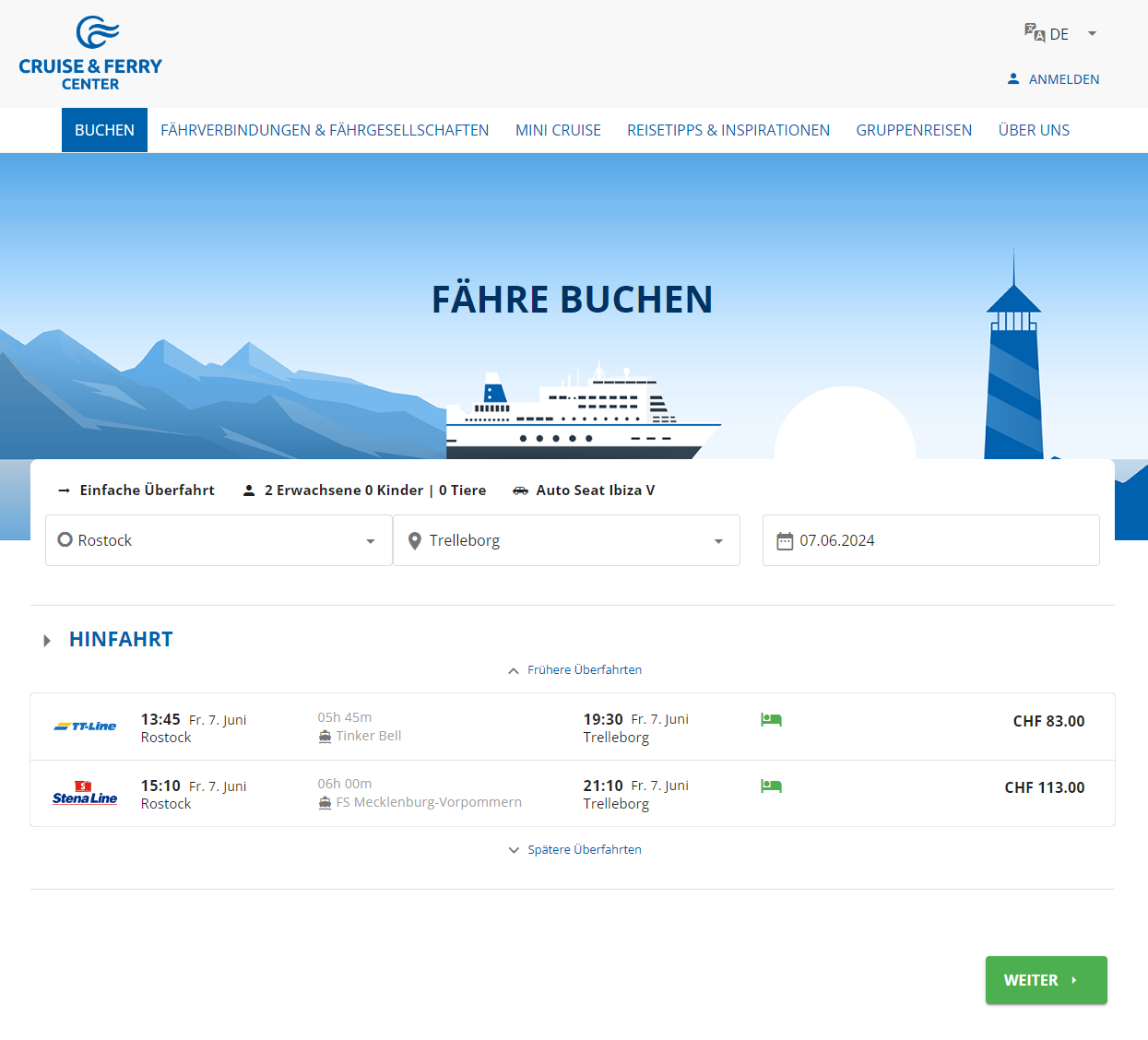 Fahrplan & Preise von Rostock nach Trelleborg Einfach Fähre von Rostock nach Trelleborg buchen